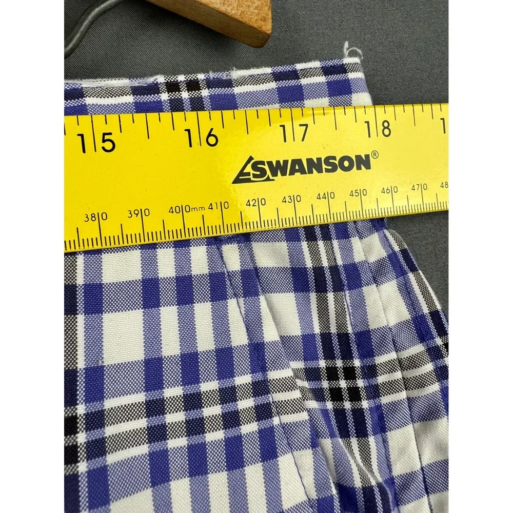 IZOD Golf Shorts Mens 36 Blue White Plaid Excellent Performance Flat Front
